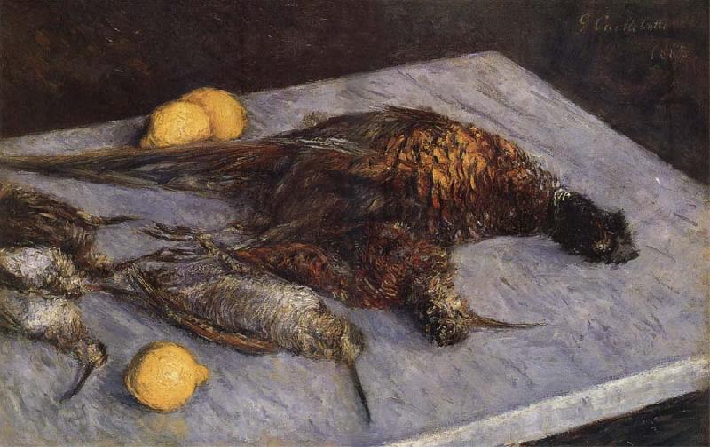 Gustave Caillebotte Some pheasant and woodcock on the marble